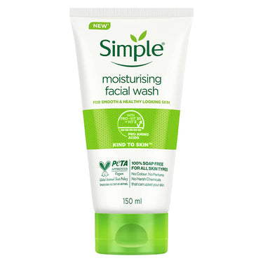Simple Kind to Skin Replenishing Rich Moisturiser| Face Cream for All Skin Types| Sensitive Skin, 125 ml & Moisturising Facial Wash Facewash, No Soap 150 ml